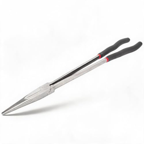 16in Pointed Pliers, 400mm Long Handle Repair Tool for Lathe Turning | Tool Steel Jaw with Plastic Grip, Extended for Industrial Hardware, Precision Lathe Work, Turning Tool Accessories