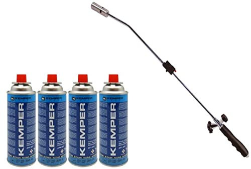 Kemer Unkrautbrenner Piezo Gas + 4 Nachfüllgase, umweltfreundlich
