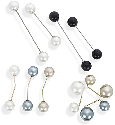 ASTER 10 Stücke Faux Perle Brosche Damen Pullover Schal Clips Wilde Wäscheklammern Kristall Schal Cardigan Clip Damen Bekleidungszubehör Perle Brosches Pins Schleppennadel Brautkleid