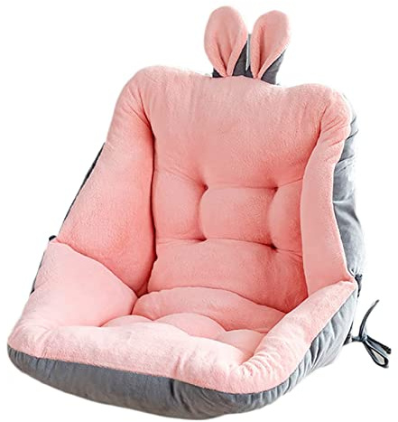 LIYGHFRTIO Cojín Silla Oficina sem Sicerrado Asientos Espesos Cojines Peludo Conejo Orejas Almohada de Soporte Lumbar para Aliviar el Dolor de Espalda 45X45CM(Color:Rosado)