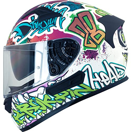 Broken Head InYourFace Integralhelm Weiß & Schwarz Matt | Leichter Motorradhelm Aus Fiberglas, Mit Sonnenblende, Sportlicher Touren-Helm