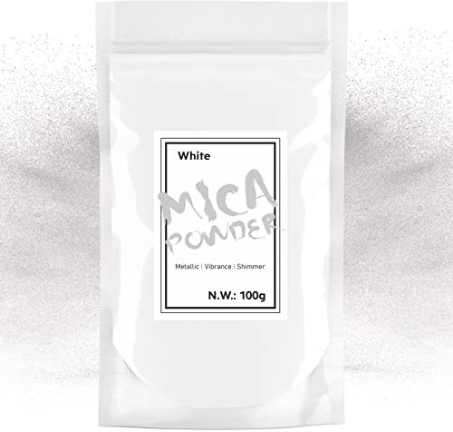 Waysroma Epoxidharz Farbe 100g, Weiß Mica Pulver Natur Metallic Epoxidharz Pigment für Kunsthandwerk, Farbe, Seife, Badebomben, Schleim, Kerzen, Schmuck, Kosmetik, Nagelkunst