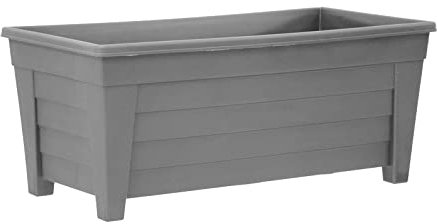 simpa Plastic Trough Garden Planter Pots 55cm Length - GREY, Single Pot - Suitable for Indoor or Outdoor Use with DIY Drainage Holes.