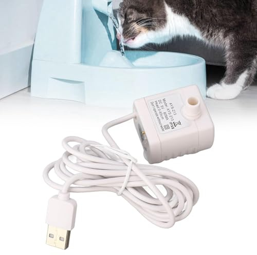 BAOFUYA Leise Haustier Trinkbrunnenpumpe, Leise Verhindert Trockenbrennen USB Betriebener Bürstenloser DC Motor Ultraleise Mini Katzen Wasserpumpe für Haustier Trinkbrunnen