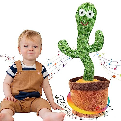 Ava's Toys Cactus Qui Danse et Répète - Cactus Parlant - Peluche Jouet Interactif pour Enfants - Cactus Chantant 100% Sûr, Fonctionne à Piles, Divertissement Infini en Famille