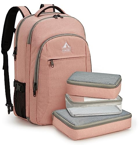 G4Free 40L Reiserucksack & Große 17-Zoll Laptop-Rucksack für Damen Herren mit 3 Teilige Packwürfeln-Packing Cubes für Reisen Urlaub Business Arbeit