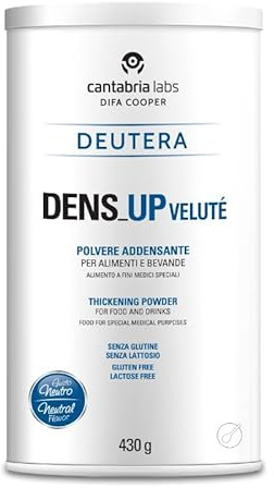 Dens Up Velute 430gr Polvere addensante per alimenti e bevande a base di amido modificato di patata, disfagia, problemi di deglutizione, barattolo da 430 gr