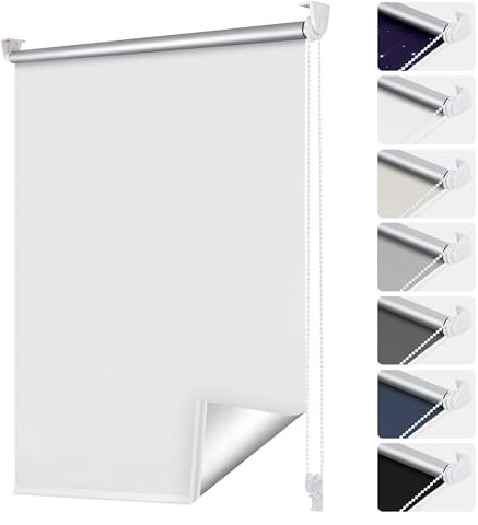 smartdemo Verdunklungsrollo ohne Bohren & mit Bohren, Klemmrollo Fensterrollo Weiß 75x130cm (BxH), Thermorollo Sichtschutz und Sonnenchutz, Klemmrollo rollos für Fenster & Tür