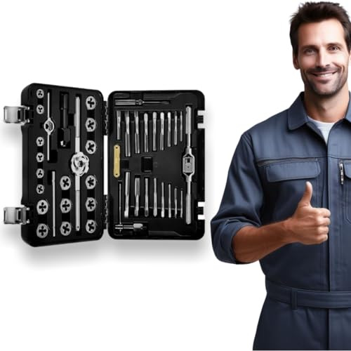 NEW! Fits Icon Professional-Grade Tap and Die Set, 41-Piece - Engineered from Ultra-Tough Tungsten Molybdenum Steel, Includes Taps & Dies to Cut Threads on Most Used Automotive Fasteners (Metric)
