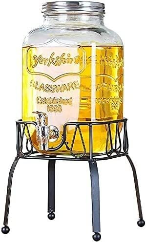 NAKEAH Dispensador de Bebidas Dispensador de Cerveza con Tapa de Vidrio, Agua, Jugo, Cerveza, Vino, Baijiu, cristalería for Las Mejores Bebidas frías, 4L/5L/8L (Color : 5l)