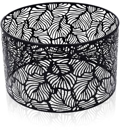 Tissting Kleine Lampenschirme E27 E14 Eisen Textur Lampenschirm 25 x 16 cm Nordischen Stil Intervention Lampshades für Tischlampen, Stehlampen, Hängelampen Schwarz