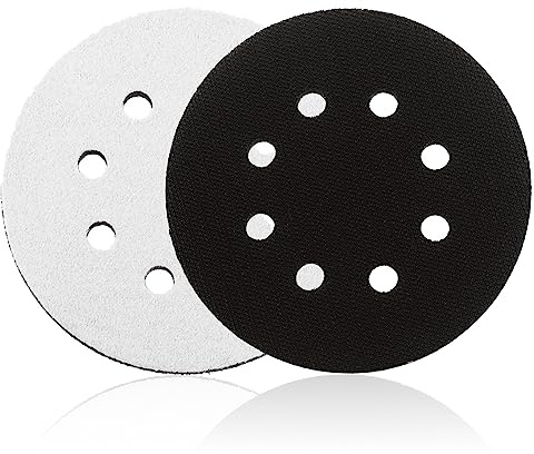 Swpeet 2 Pack 5 Inch 8 Holes Hook and Loop Soft Sponge Cushion Interface Buffer Pad, Soft Density Interface Pads Hook and Loop for Orbital Sander, Automotive, Woodworking, Uneven Surface Polishing