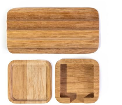 WOODYGIFT Schreibtisch Zubehör Deko Büro Set Holz Büroartikel Stifthalter Zettelbox kleine Tablett Büro Tisch Organisation
