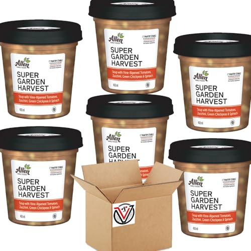 Super Garden Harvest Soup 400g - Delicious blend made with vine-ripened tomatoes, zucchini, green chickpeas and spinach | Suitable for Vegans | VIMIX (06 Packs)