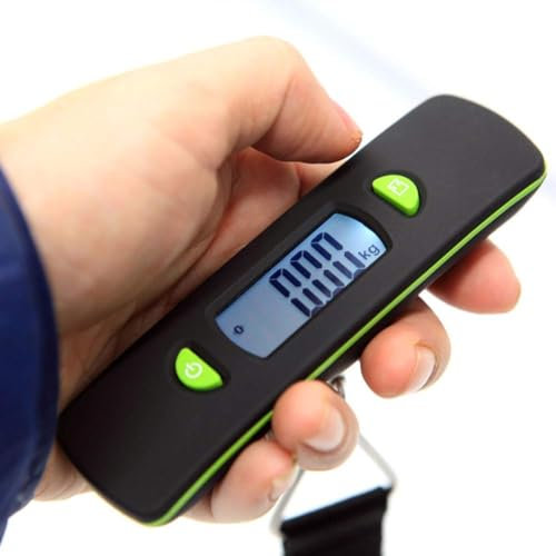 Mini bilancia elettronica portatile da 50 kg / 110 libbre per bagagli aeronautici con bilancia portatile di ricarica USB con display retroilluminato (colore : rosso) (verde)