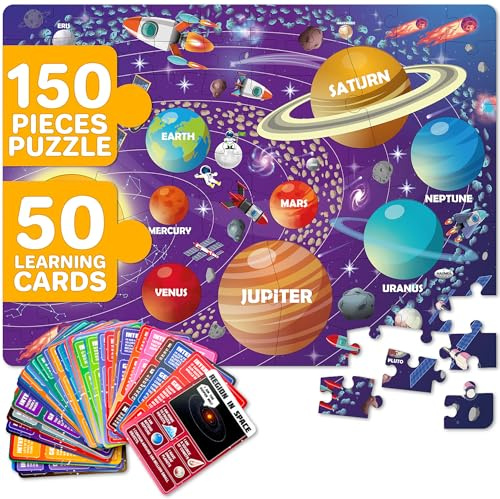 Giant Kids Puzzles For 3 4 Year Olds - Jigsaw Puzzles For Kids | 90x60cm 150pc Space Shaped Kids Jigsaw Puzzles Age 4-6 - Large Floor Puzzle for 5 year olds - Game Gift For Boys and Girls