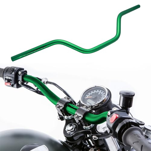 7/8 22mm motorcycle Mid Handlebars, Motorcycle Handlebar Handle Bars Universal for All Motorcycle which the clamp 7/8 22mm-Green