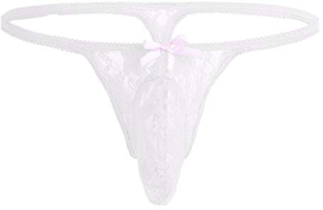 Sexy Mens G-String Lace Jockstrap Sheer Y Fronts Briefs Low Rise Jock Strap Mesh G-Strings & Thongs Breathable Men's Sissy Lingerie Hipster Slips