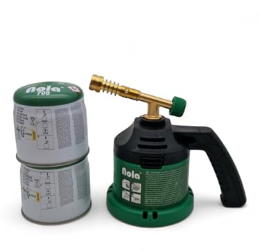 Lötbrenner mit 2 x 190g Stechgaskartusche Bunsenbrenner Gasbrenner Lötlampe Camping Set, Outdoor, Bunsenbrenner Set, NOLA