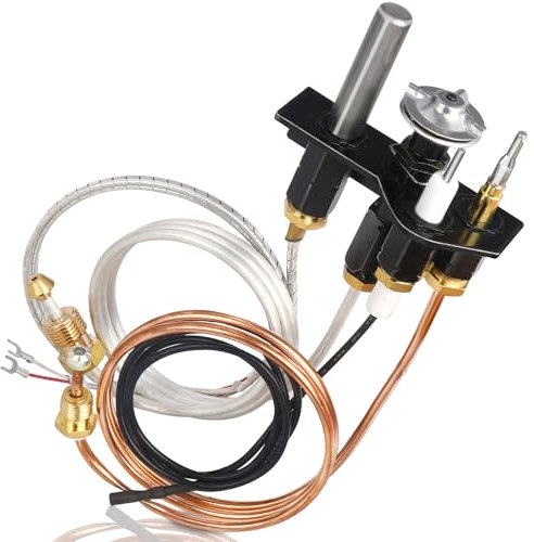 Unidanho Gas Fireplace Pilot Assembly for Quadrafire Heatilator Heat-N-Glo Thermocouple Replacement Parts Heat and Glo Furnace Thermopile Accessory (4021-737 Propane Gas)