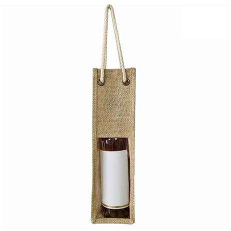 JMORCO Flaschentasche Jute-Rotwein-Abdeckung, verstärkter Griff, Weinflaschenbeutel, Allzweck-Rotwein-Bierflaschen-Verpackungs-Einkaufstasche for Hochzeitsfeiertage(A)