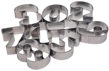 FAST WORLD SHOPPING ® Moldes para galletas, moldes con forma de número, de acero inoxidable, 9 formas numeradas, cortadores de galletas, decoración de chocolate, pasteles y tartas