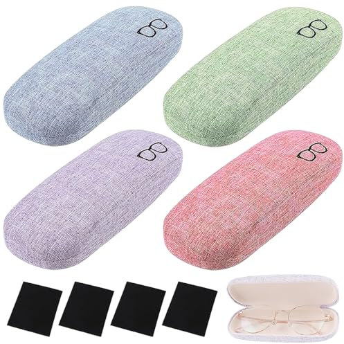 lbxtswpl Brillenetui Hardcase, 4 Stück Hartschalen Brillenetui, Tragbare Harte Brillenetui für die meisten Brillen und Sonnenbrillen Unisex