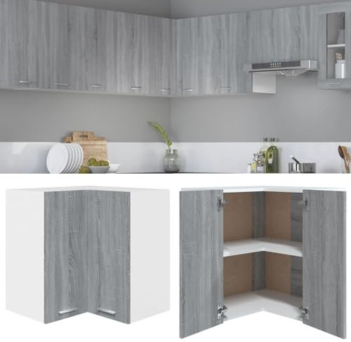 Xichuzi Eck-Hängeschrank, Kitchen Wall Cabinet, Küchenschrank, Küchenhängeschränke, Wandschrank Küche, Grau Sonoma 57x57x60 cm Holzwerkstoff