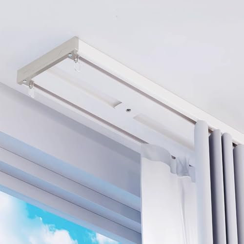 MZQMK Bastoni Binari, Robusto Binario per Tende da Esterno Bastone Binario A Soffitto in Alluminio, Facile da Montaré(White,4.2m(13.8ft))