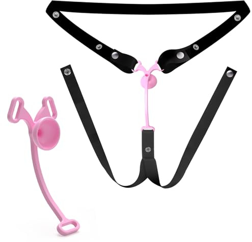 Keuschheitskäfig Herren,4.0 Fake Frau Chastity Cage Male,mit 3-IN-1 Peniskäfig Fester Hilfsriemen Anti-Fall Chastity Gürtel,Fufu Clip Nachahmung Weiblich Keuschheitsgürtel (Pink, Kurz)