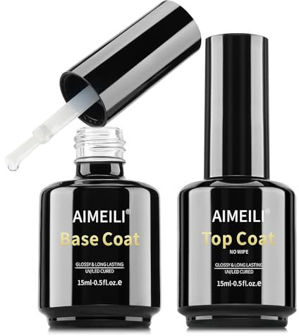 AIMEILI Ultra Shine Top Coat Base Coat Unterlack und Überlack Base Coat Top Coat Long Lasting Top Coat 2 x 15ml