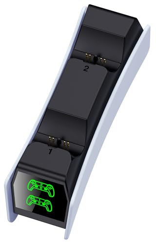 HELLCOOL Cargador Mando PS5 de Estación, Carga Rápida en 2-3 Horas/Indicador LED para Controller Inalámbricos DualSense/Edge, Accesorio PS5 para Mando Play 5