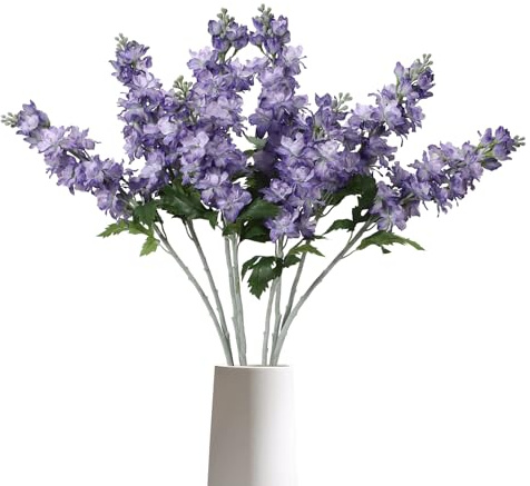 DuHouse 5PCS Delphinium Artificial Flowers Purple Snapdragon Larkspur Silk Flowers for Centerpiece Party Home Kitchen Table Wedding Decor(Light Purple)