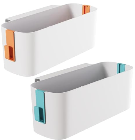 Yitobici 2 Stück Hängebett Organizer Aufbewahrungskorb, Hängekörbe mit 2 Abnehmbarer Haken, Robuste Nachttisch Caddy,Wohnheim, für Familie, Büro(Blau+orange)