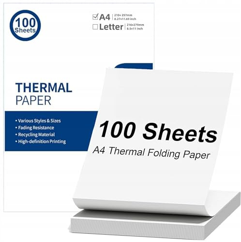 Aimo Thermopapier A4 für tragbare Drucker M08F & M831-100 Blatt - Spezielles Thermodruckpapier für mobile Drucker-I Kein Tinten - oder Tonerbedarf