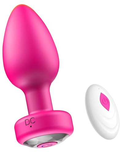 Remote Control Vibrating Anal Plug, Small Vibrator Butt Plug Sex Toys, 10-Speed Silicone Prostate Massager for Men & Women, Powerful & Quiet, Waterproof Adult Toy and Games(Rose)
