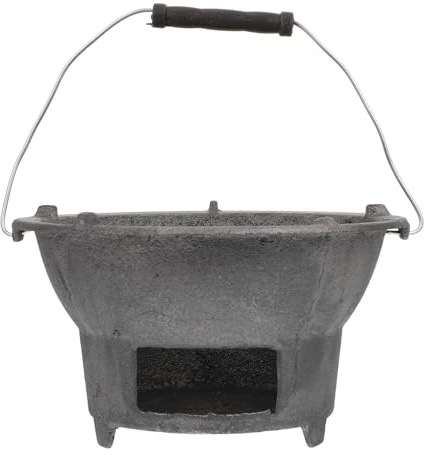 VOSAREA Réchaud Barbecue Portable Fonte Poêle Grill Résistante Haute Température Pour Cuisine Extérieure Camping Et Grillades