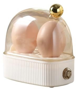 XYUERU Electric Egg Cooker,Portable Rapid Egg Boiler Machine, Boiler Poacher Automatic Multipurpose Cooker Poacher 2 Eggs for Breakfast Fast Heating For Soft Half Hard Boiled Eggs(White)