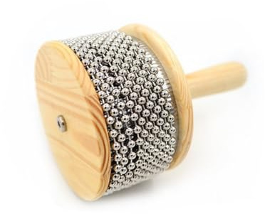Instrument de percussion en bois Turbo Cabasa, chaîne de perles en métal et shaker à main cylindrique, pour groupe d'éducation musicale (11 cm)