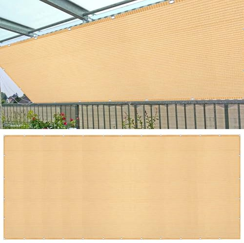 Vele Ombreggianti Rettangolare 574 x 635 cm Poliestere Traspirante Copertura Antipolvere Traspirante/Antivento/Protezione UV per Esterno, Giardino, Terrazzo e Campeggio, Color Crema