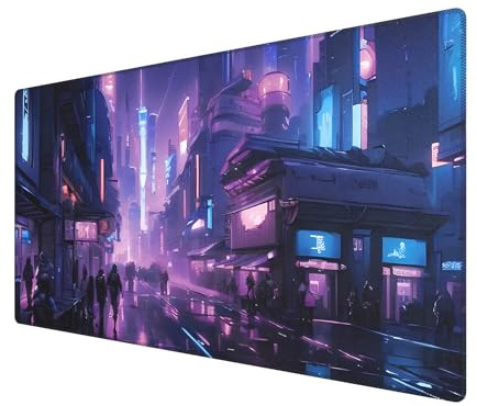 BHHB Gaming Mauspad XXL 800x450mm, Speed Mousepad Groß, verbessert Präzision und Geschwindigkeit, Schreibtischunterlage für Gaming,Büro,Zuhause (Lila Cyber-Block)