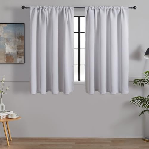 MRTREES - Tende da finestra opache, corte e moderne, per cucina, soggiorno e bistrò, set da 2, H 120 x L 90 cm, tende da cucina idrorepellenti, tende corte piccole con asta, bianco opaco