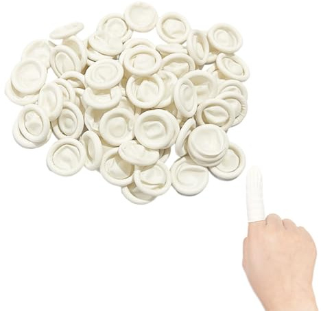 ZORVYN 50 unidades Dediles de látex antiestáticos para protección de dedos lesionados, piel agrietada, arte de uñas, manualidades, bricolaje (Blanco)