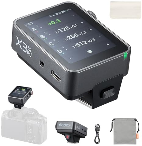 Godox X3Pro-N drahtloses Blitzauslöser für Nikon,2,4-Touchscreen,16-Gruppensteuerung,1/8000s HSS TTL TCM-Funktion,USB-C-Ladeanschluss,30-tägige Akkulaufzeit, Blitzsender kompatibel mit Nikon-Kameras