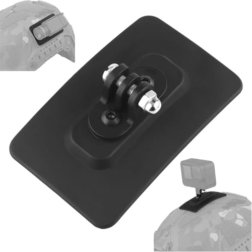 Hook-Backed Helmet Accessory Base, Low-Profile Mount with Picatinny Rail for Flashlight or Action Camera(Black)