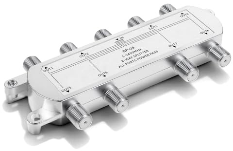 8-Way Coaxial Cable Splitter 5-2400MHz, 8 Ports Mini Digital Splitter Work with Satellite Cable TV and Internet, CATV Antenna System Modem
