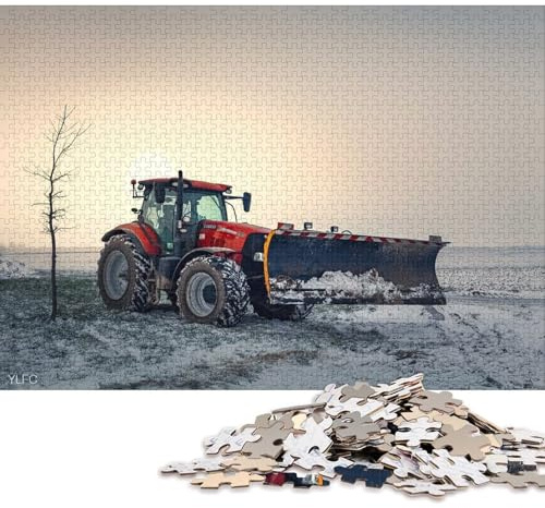 500-teiliges Case IH Traktor mit Schneepflug Quadratisches Puzzle für Erwachsene & Holzpuzzles Lernspielzeug Familienspiele 500 Teile (52x38cm)