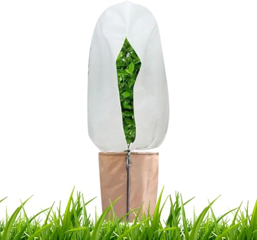 Protezione antigelo – copertura per piante da giardino | giacca invernale con cordino con cerniera | per serra all'aperto, arbusti, cespugli, alberi, rose, vasi, agrumi, palme, piante utili, frutta
