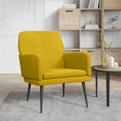Ziaphsol Sessel Gelb 62x79x79 cm, Samt Bezug, Metallgestell, bequemer Loungesessel für Wohnzimmer, Schlafzimmer, Büro, gemütliches Indoor-Möbelstück