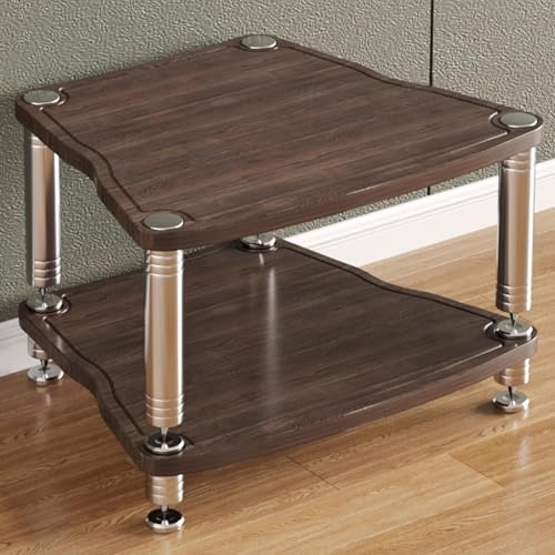 YUGXTH Rack Audio HiFi angolare, Mobile Stereo Hi Fi Rack con Piedini antivibrazione, Mobile Stereo in Legno a Torre per impianto Audio/Video per casa/Ufficio(Walnut,2 Tier)